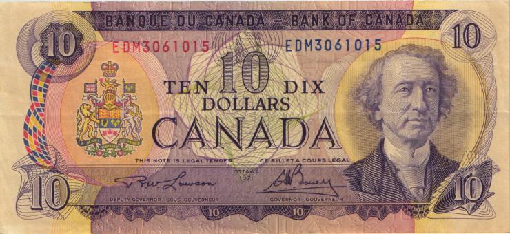 Canada P.088c 10 Dollars 1971 (3-) 