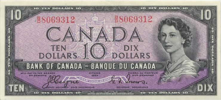 Canada P.069a 10 Dollars 1954 "Devil Face" (1/1-) 