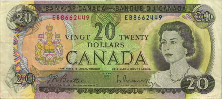 Canada P.089a 20 Dollars 1969 (3) 