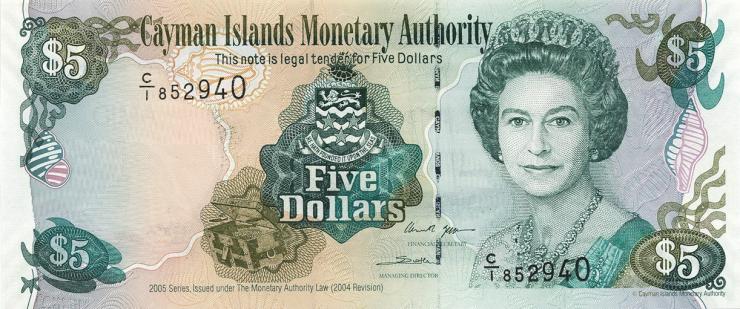 Cayman-Inseln P.34a 5 Dollars 2005  Serie C/1 1) 