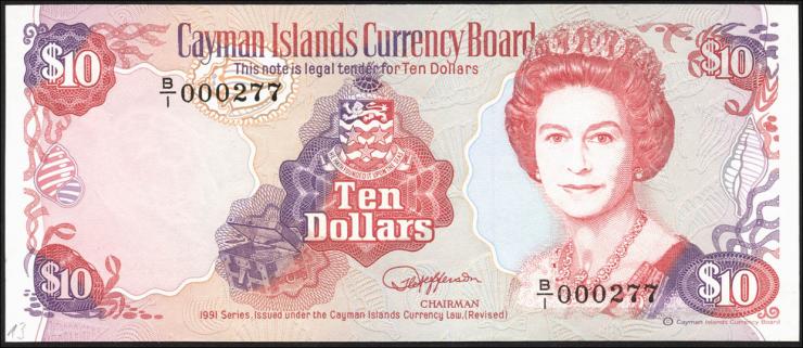 Cayman-Inseln P.13 10 Dollars 1991 B-1 000277 (1) 