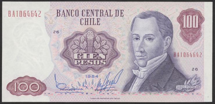 Chile P.152b 100 Pesos 1984 (1) 