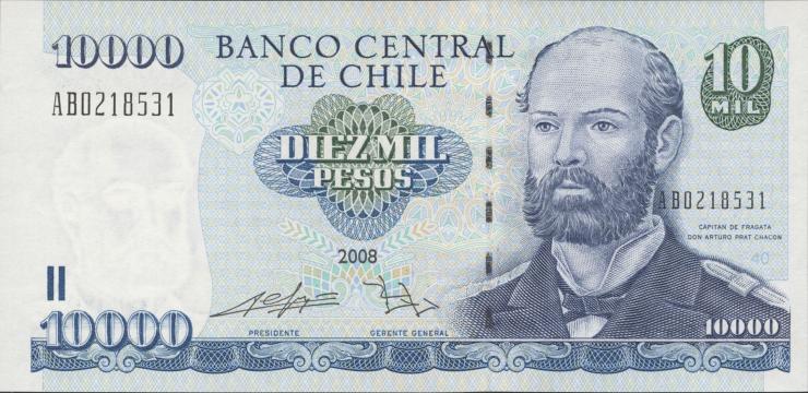 Chile P.157c 10000 Pesos 2008 (1) 