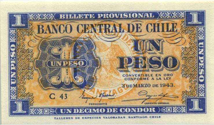 Chile P.090c 1 Peso 1943 (1) 