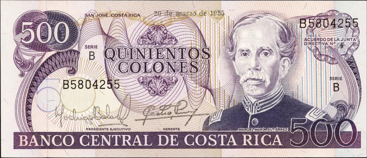 Costa Rica P.249b 500 Colones 1985 (1) 