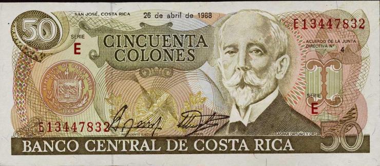 Costa Rica P.253 50 Colones 1988 (1) 