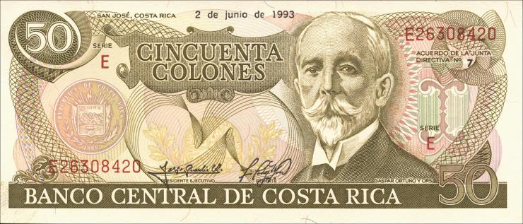 Costa Rica P.257 50 Colones 1993 (1) 