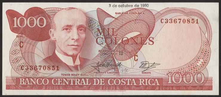 Costa Rica P.259a 1000 Colones 1990 (1) 