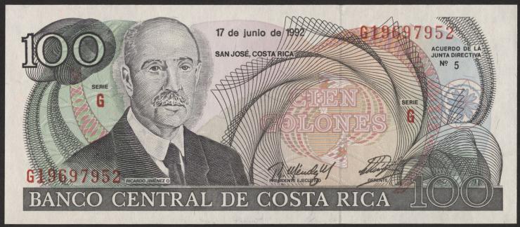 Costa Rica P.258 100 Colones 1992 (1) 