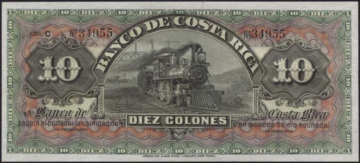Costa Rica P.S174r 10 Colones (1901-06) unsigniert (1) 