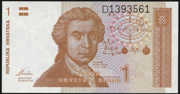 Kroatien / Croatia P.16 1 Dinar 1991 (1) 