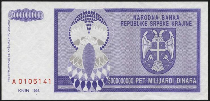 Kroatien Serb. Krajina / Croatia P.R18 5 Mrd. Dinara 1993 (1) 