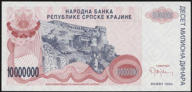 Kroatien Serb. Krajina / Croatia P.R34 10 Mio. Dinara 1994 (1) 