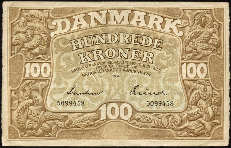 Dänemark / Denmark P.28d 100 Kroner 1936 (3) 