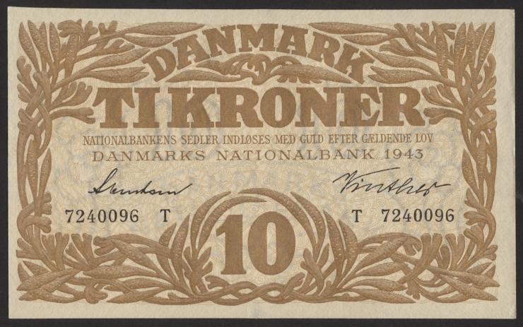 Dänemark / Denmark P.31n 10 Kroner 1943 T (1) 