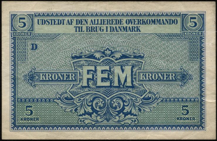 Dänemark / Denmark P.M03 5 Kronen (1945) All. Oberkommando (3+) 