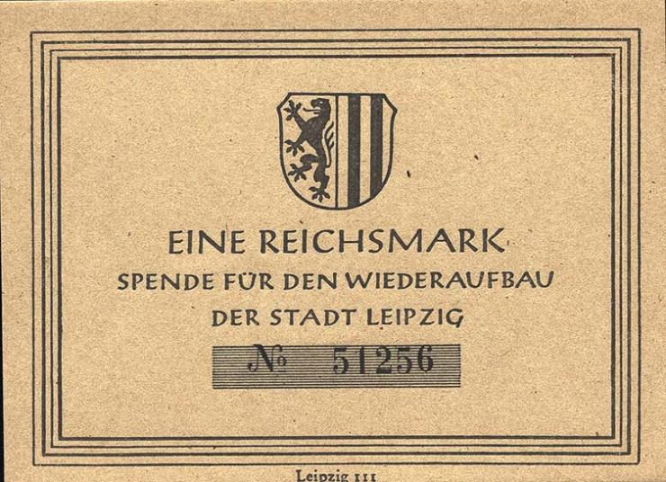 DDR 1 Reichsmark Spende Wiederaufbau Stadt Leipzig (1) 