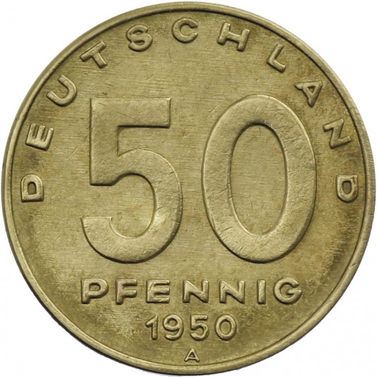 DDR 50 Pfennig 1950 A (Messing) 