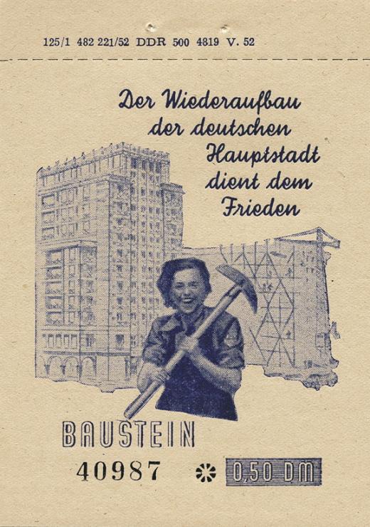 DDR Baustein 0,50 DM Wiederaufbau Berlin (1) 