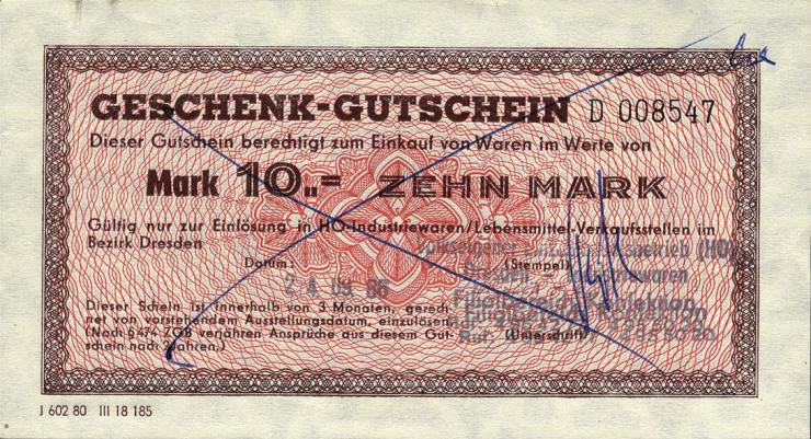 DDR HO Gutschein 10 Mark (1-) 