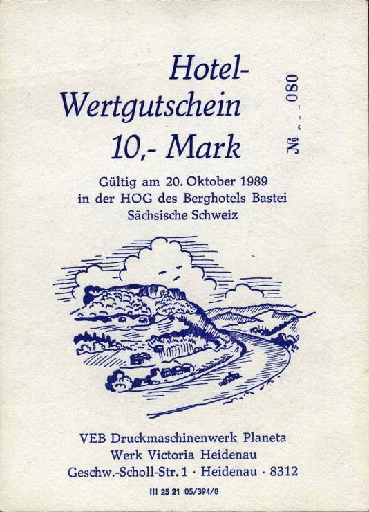 DDR Hotel-Wertgutschein 10 Mark (1) 
