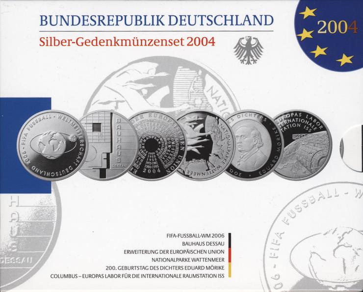 Deutschland Silber-Gedenkmünzenset 2004 PP 