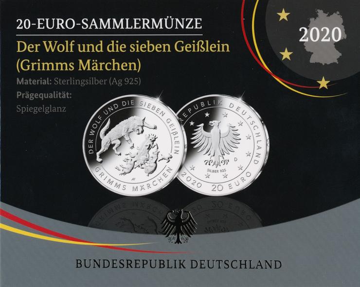 Deutschland 20 Euro 2020 Der Wolf und die sieben Geißlein PP 
