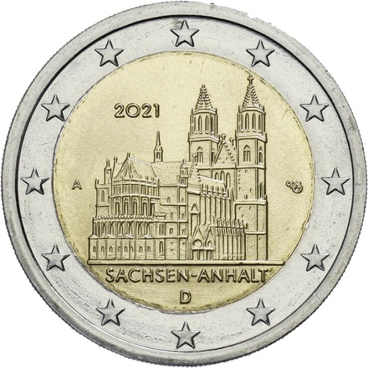 Deutschland 2 Euro 2021 Sachsen-Anhalt (Magdeburger Dom) prfr 