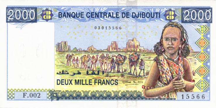 Djibouti P.43a 2000 Francs (2008) (1) 