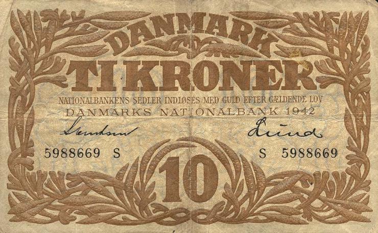 Dänemark / Denmark P.31l 10 Kroner 1942 S (3) 
