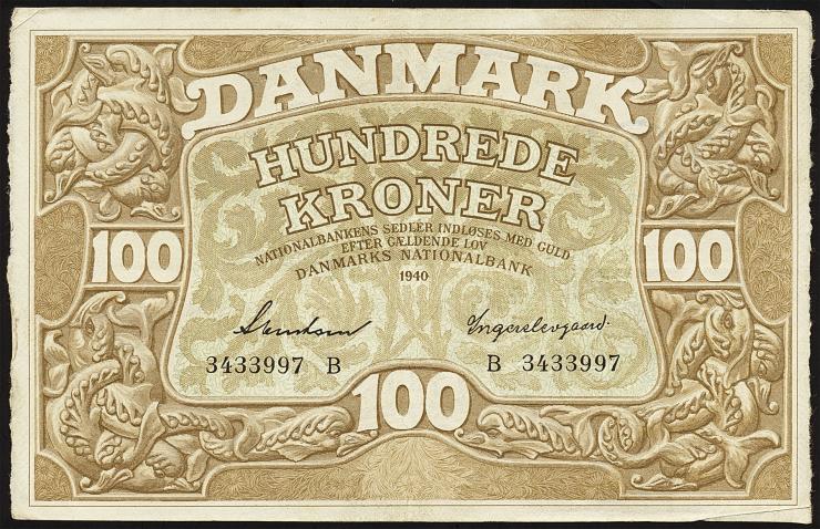 Dänemark / Denmark P.33b 100 Kroner 1940 U.2 (2) 