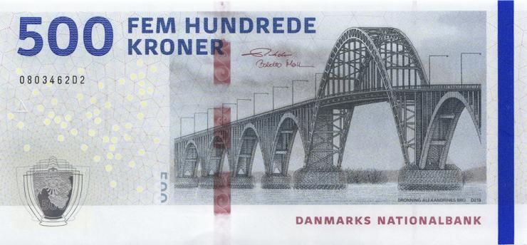 Dänemark / Denmark P.68f 500 Kronen 2019 Unterschrift 1 (1) 