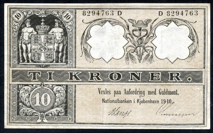 Dänemark / Denmark P.07i 10 Kroner 1910 (2) 