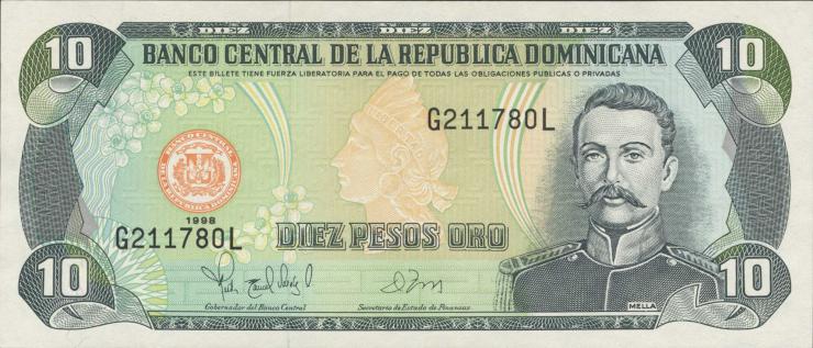 Dom. Republik/Dominican Republic P.153 b10 Pesos Oro 1998 (1) 