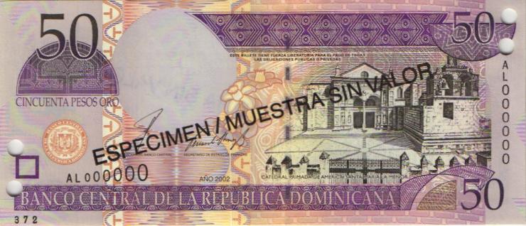 Dom. Republik/Dominican Republic P.170s2 50 Pesos Oro 2002 SPECIMEN (1) 