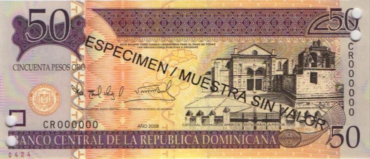 Dom. Republik/Dominican Republic P.176s2 50 Pesos Oro 2008 SPECIMEN (1) 
