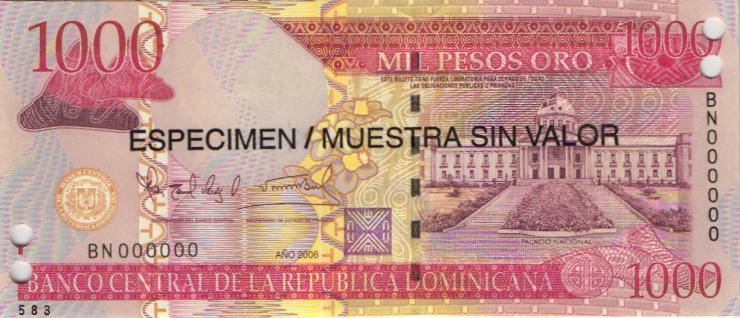 Dom. Republik/Dominican Republic P.180s1 2006 Pesos Oro SPECIMEN (1) 