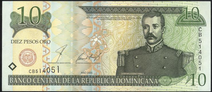 Dom. Republik/Dominican Republic P.168a 10 Pesos Oro 2001 