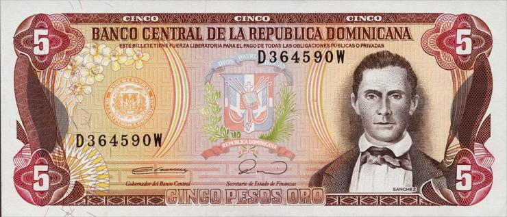 Dom. Republik/Dominican Republic P.131 5 Pesos Oro 1990 (1) 