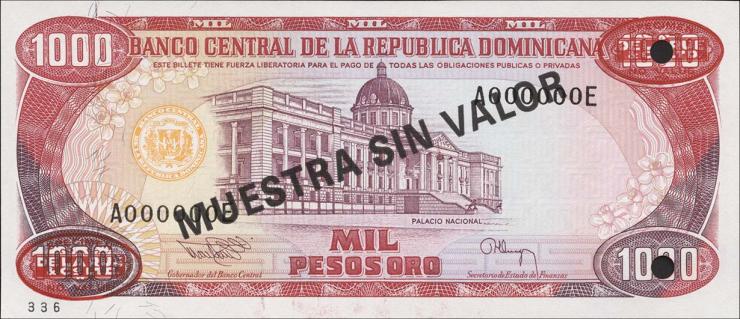 Dom. Republik/Dominican Republic P.138s3 1000 Pesos Oro 1994 Specimen (1) 