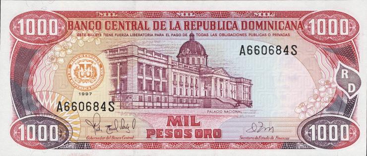 Dom. Republik/Dominican Republic P.158b 1000 Pesos Oro 1997 