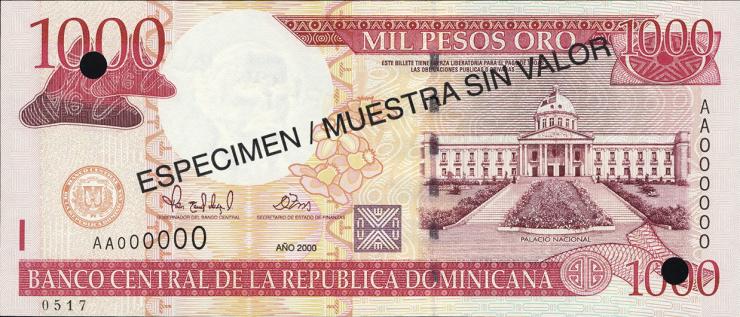 Dom. Republik/Dominican Republic P.163s 1000 Pesos Oro 2000 (1) 