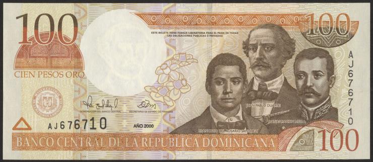 Dom. Republik/Dominican Republic P.167 100 Pesos Oro 2000 