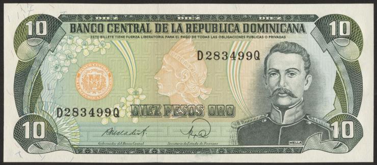 Dom. Republik/Dominican Republic P.119c 10 Pesos Oro 1988 