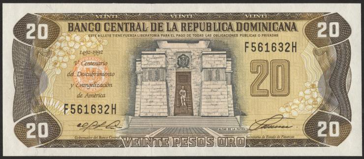 Dom. Republik/Dominican Republic P.139 20 Pesos Oro 1992 (1) 