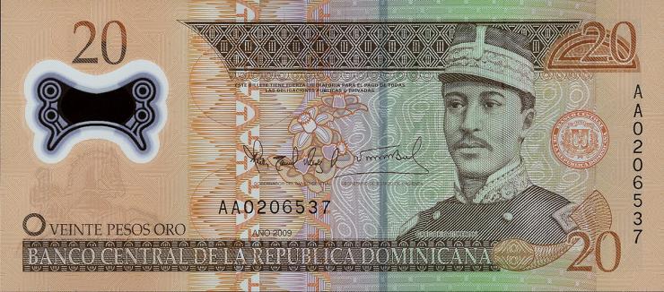 Dom. Republik/Dominican Republic P.182 20 Pesos Oro 2009 Polymer 