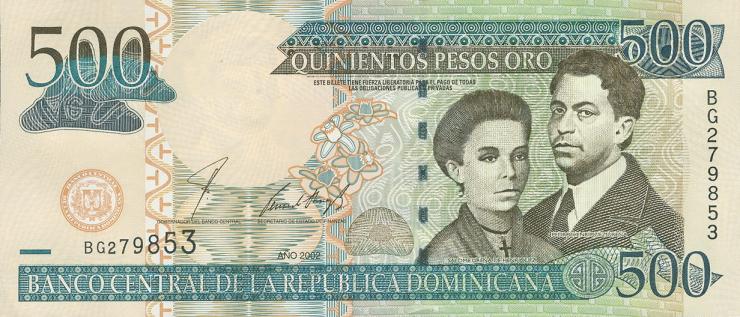 Dom. Republik/Dominican Republic P.172a 500 Pesos Oro 2002 (1) 