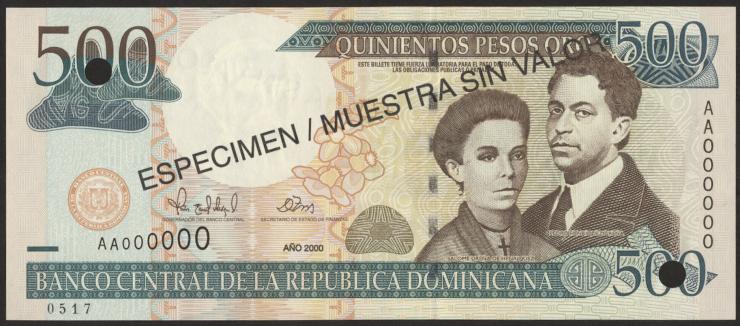 Dom. Republik/Dominican Republic P.162s 500 Pesos Oro 2000 (1) 