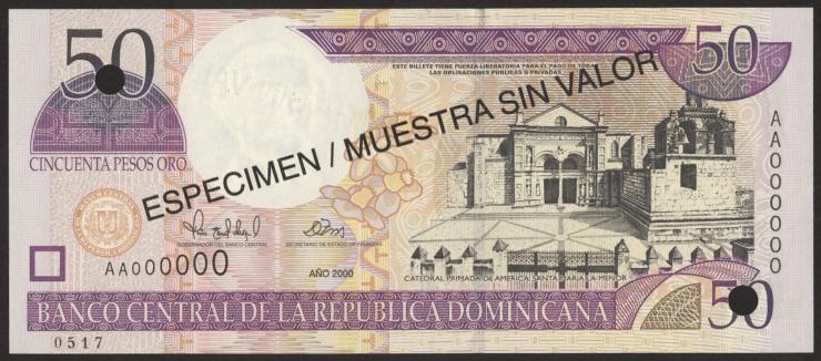 Dom. Republik/Dominican Republic P.161s 50 Pesos Oro 2000 Specimen (1) 