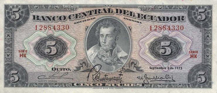Ecuador P.100d 5 Sucres 3.9.1973 (1) 